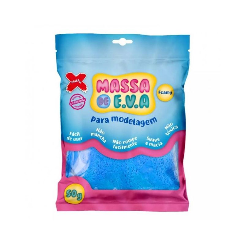 MASSA DE EVA 50G AZUL ESCURO MAKE+