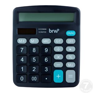 CALCULADORA GRANDE 12 DIGITOS DE MESA PRETA BRW