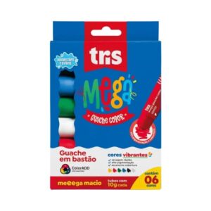 TINTA GUACHE BASTAO C/6UN 10G CORES TRIS