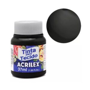 TINTA P/TECIDO 37ML 520 FOSCA PRETA ACRILEX