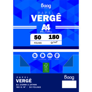 PAPEL A4 VERGE 180G BR C/50F