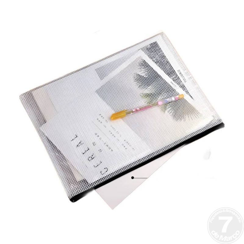 ENVELOPE PVC A4 32,5X23,5 C/ZIPER P/DOC PRETO VMP