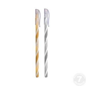 CANETA ESF BAZZE 1.0MM WAVE PRATA/DOURADA