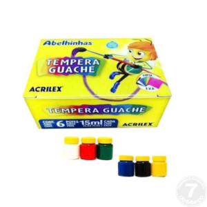 TINTA TEMPERA GUACHE 15ML 6 CORES ACRILEX